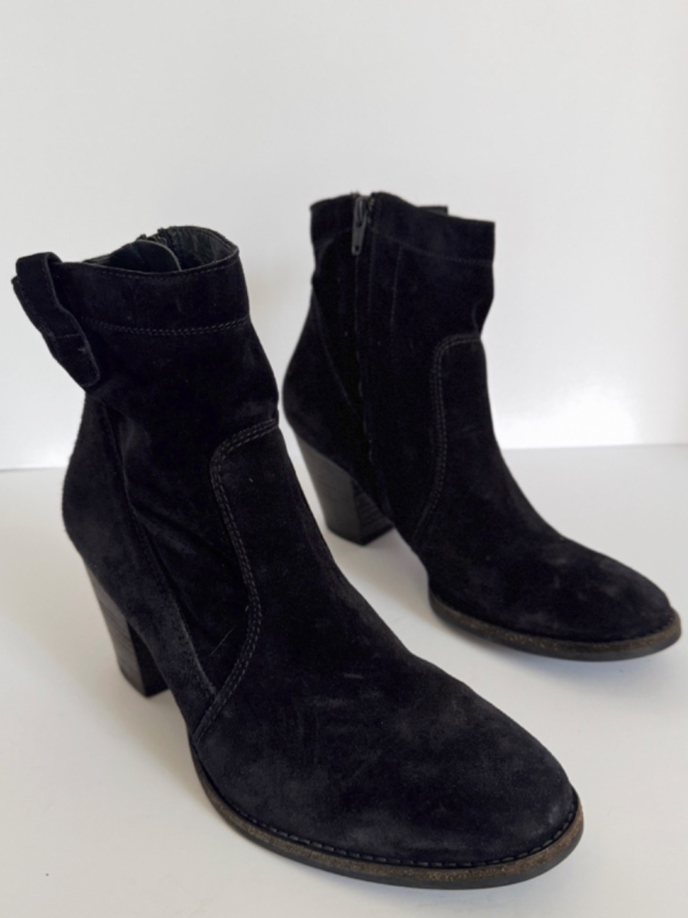Paul Green Black Suede Ankle Boots size 8.5